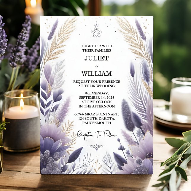 Invitación Boda del sabio de lavanda de verano de verano para (Subido por el creador)