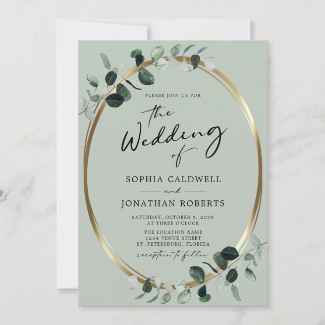 Invitación Boda del sabio eucalipto todo en uno (Anverso)