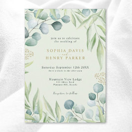Invitación Boda del sabio luminoso Eucalyptus Greenerenery Lu
