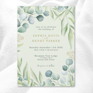 Invitación Boda del sabio luminoso Eucalyptus Greenerenery Lu