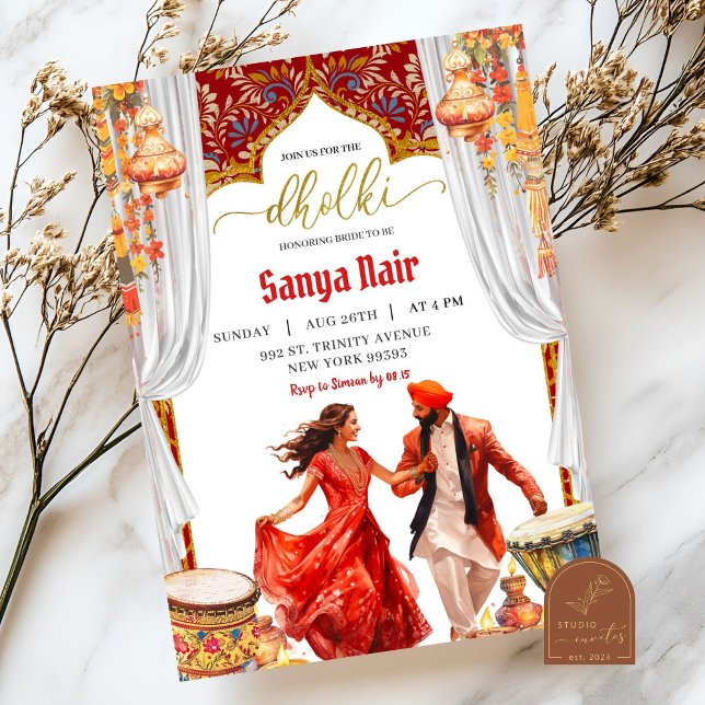 Invitación Boda del Sangeet nocturno de Dholki India (Subido por el creador)
