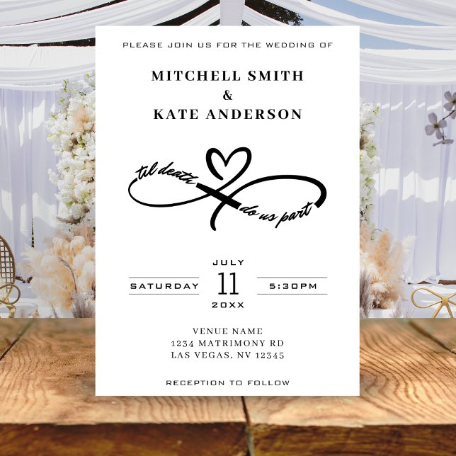 Invitación Boda del símbolo de infinito de la parte de la mue (Til Death Do Us Part Infinity Symbol Wedding Invitation
)
