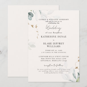 Invitación Boda del sitio web botánico Light Champagne
