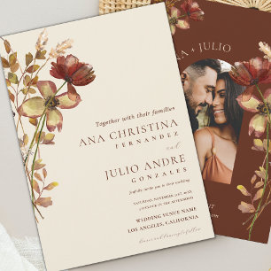 Invitación Boda del sitio web de Costa de Marfil Rust Wildflo