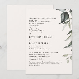 Invitación Boda del sitio web de la filiación botánica Light
