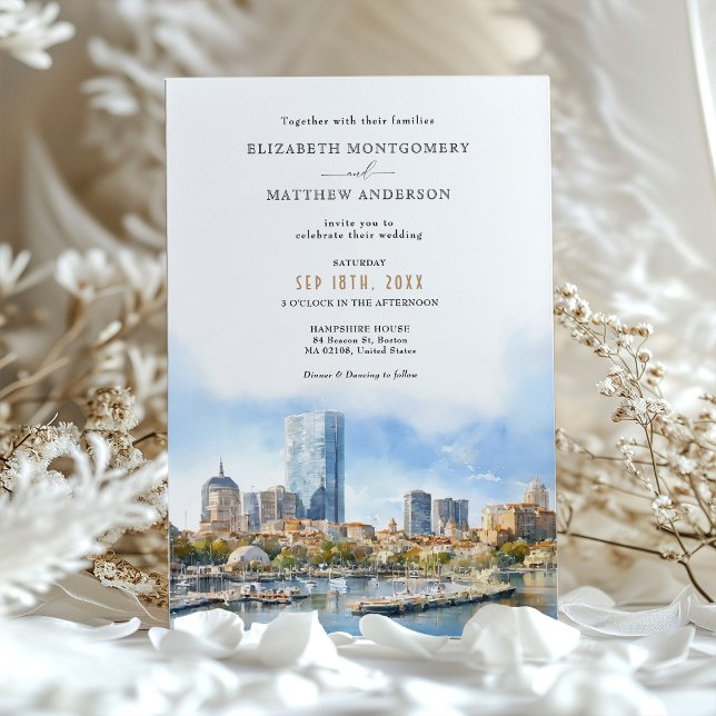 Invitación Boda del Skyline de la ciudad de Boston MAMÁES (Subido por el creador)