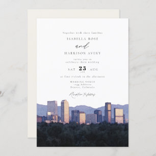 Invitación Boda del Skyline de la ciudad de Denver Colorado
