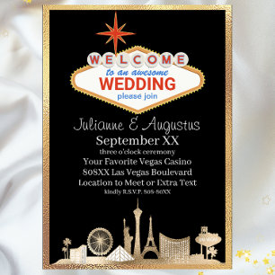 Invitación Boda del Skyline de oro y negro en Las Vegas