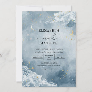 Invitación Boda del sueño de nubes celestes