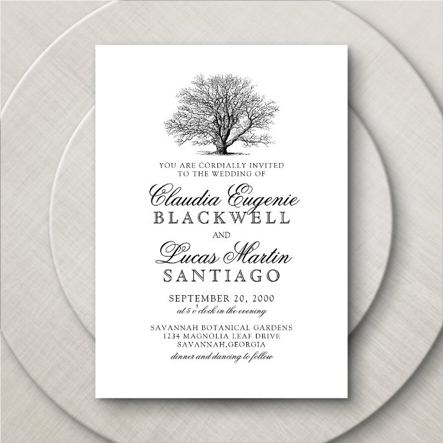 Invitación Boda del Sur del Árbol de roble de época (Subido por el creador)