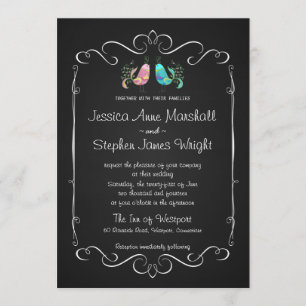 Invitación Boda del tablero de cartón Doodle Lovebirds
