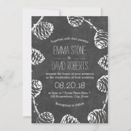 Invitación Boda del tablero de cromos Rustic Forest Pine Cone
