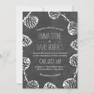 Invitación Boda del tablero de cromos Rustic Forest Pine Cone