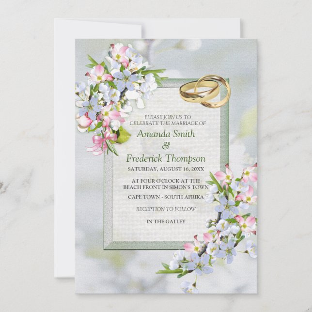 Invitación Boda del tema de Cherry Blossom Bouquet (Anverso)