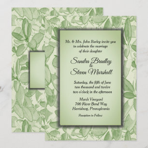 Invitación Boda del tema de la cosecha verde oliva
