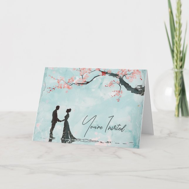 Invitación Boda del tema de la novia y el azul de Groom (Anverso)