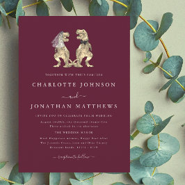 Invitación Boda del tema de los dinosaurios Crema de Borgoña