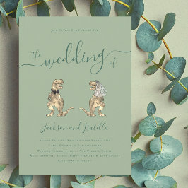 Invitación Boda del tema de los dinosaurios Sage Green
