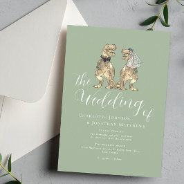 Invitación Boda del tema de los dinosaurios Sage Green