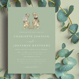 Invitación Boda del tema de los dinosaurios Sage Green