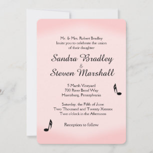 Invitación Boda del tema de música rosa