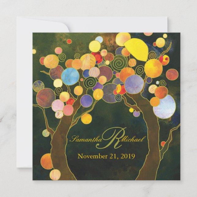 Invitación Boda del tema del árbol rústico de Bliss de otoño (Anverso)