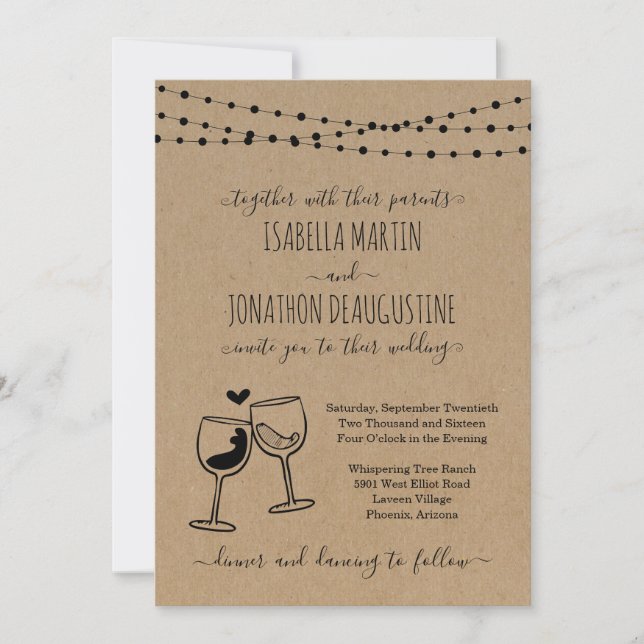 Invitación Boda del tema del vino de la bodega (Anverso)