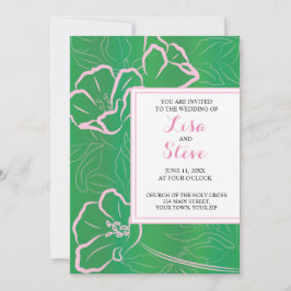 Invitación Boda del tema tropical floral verde y rosa