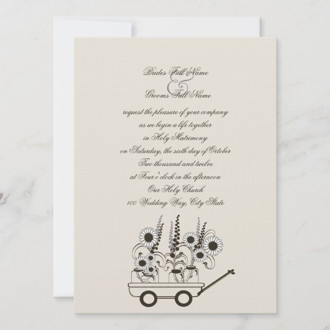 Invitación Boda del Vagón de Girasol (Anverso)