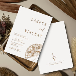 Invitación Boda del ventilador romántico clásico de la mano