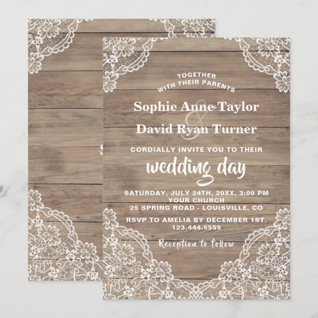 Invitación Boda del viejo granero de vintage capataz (Anverso / Reverso)