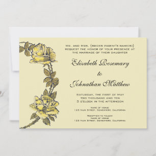 Invitación Boda del vintage, guirnalda antigua amarilla del