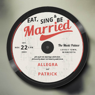 Invitación Boda del Vintage Retro Vinyl 70