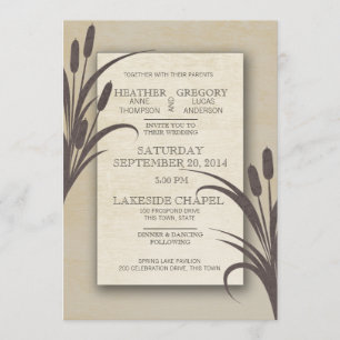 Invitación Boda delantero del agua de Cattails