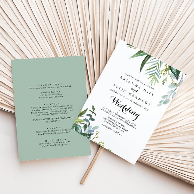 Invitación Boda Delantero y Atrás de la Verde Elegante (Subido por el creador)