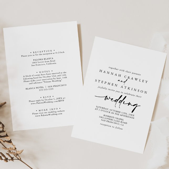 Invitación Boda Delantero y Atrás Moderno y Elegante (Subido por el creador)