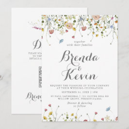 Invitación Boda delantero y dorso salvaje de la Dainty colori