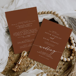 Invitación Boda delantero y trasero de Boho Moda Terracotta