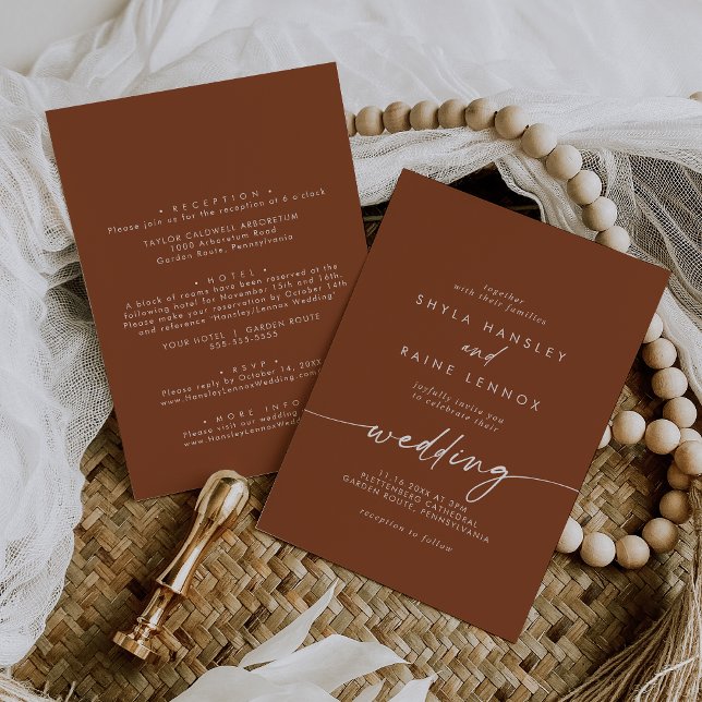 Invitación Boda delantero y trasero de Boho Moda Terracotta (Subido por el creador)