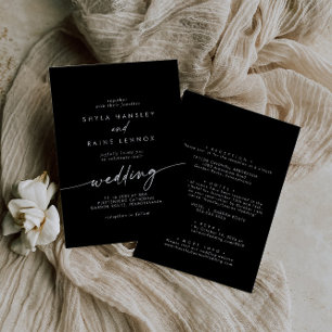 Invitación Boda delantero y trasero EDITABLE de COLOR de Moda