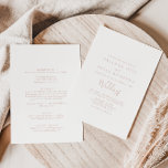 Invitación Boda delantero y trasero Minimalista de oro Rosa<br><div class="desc">Esta subió y minimalista invitación a la boda es perfecta para un boda rústico. El diseño,  sencillo y elegante,  presenta una tipografía de escritura clásica y elegante en oro rosa. Guarde el papel incluyendo más detalles en la parte posterior de la invitación en lugar de en una tarjeta separada.</div>