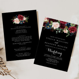 Invitación Boda delantero y trasero negro rústico