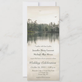 Invitación boda delgado de reflexión rústica y tranquila del