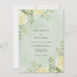 Invitación Boda delicada con hojas amarillas de mantequilla