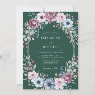 Invitación Boda delicada de ciruela y pervenche pétalo