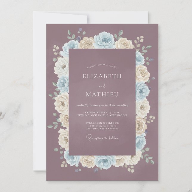 Invitación Boda delicada de invierno en color malva (Anverso)
