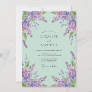 Invitación Boda delicada de lavanda verde menta
