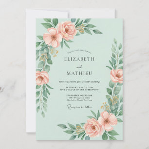 Invitación Boda delicada de menta de primavera