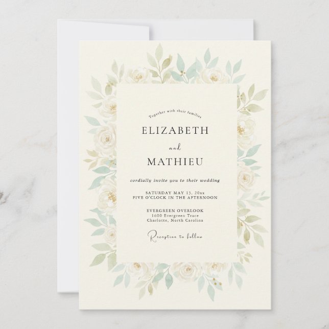 Invitación Boda delicada de menta suave de primavera (Anverso)