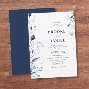 Invitación Boda delicada de navío botánico con brillo de plat